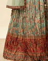 Sea Green and Rust Floral Printed Skirt Top Set image number 3